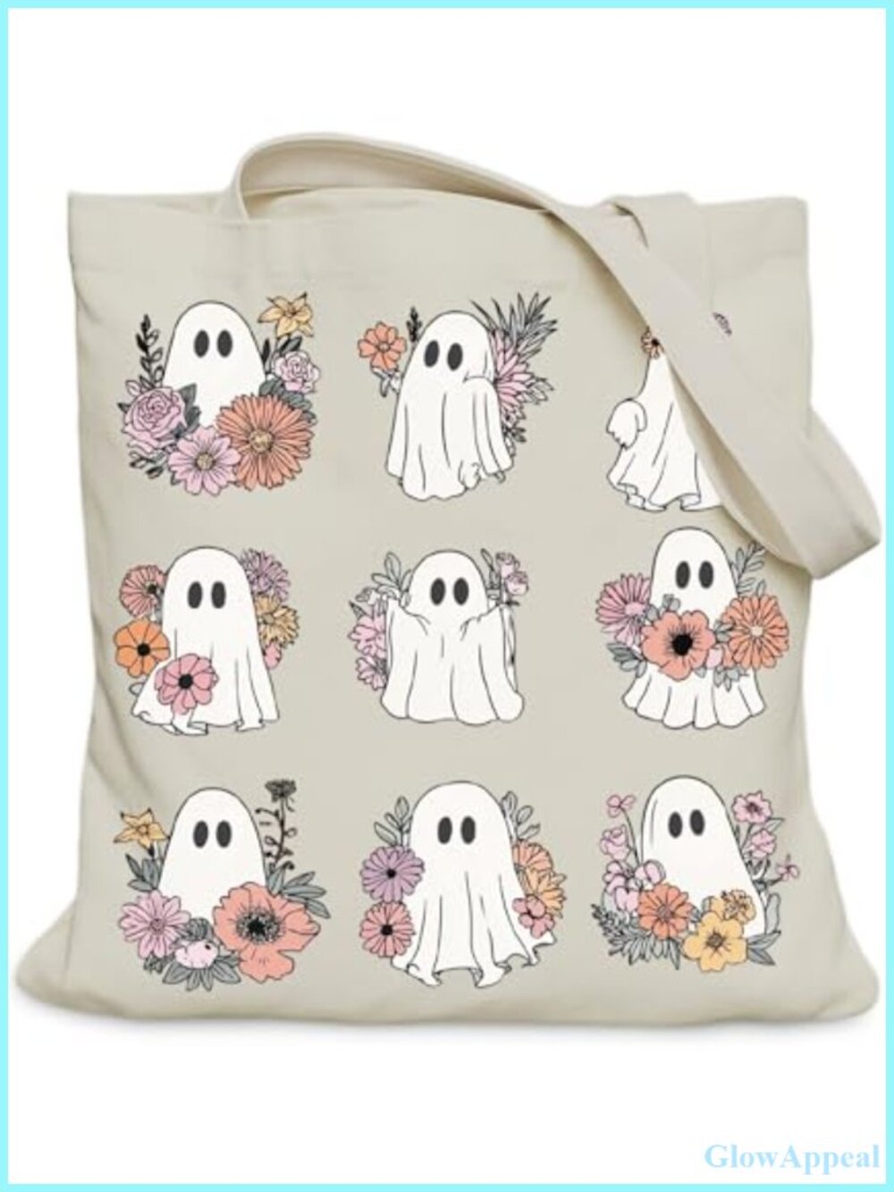 Canvas Tote Bag Women Halloween Ghost Spooky Season Medium Tote with Pocket